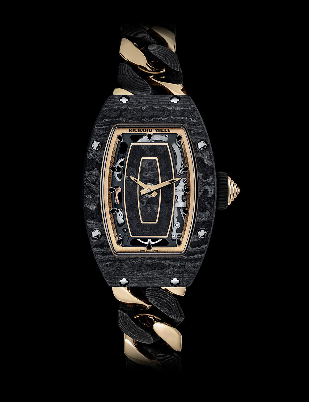 Richard Mille https://admin.shopify.com/store/watchxnyc/products/8030694932661 30 mm 18k Yellow Gold Dial Platinum With Blue Rubber Strap  rm-07-01