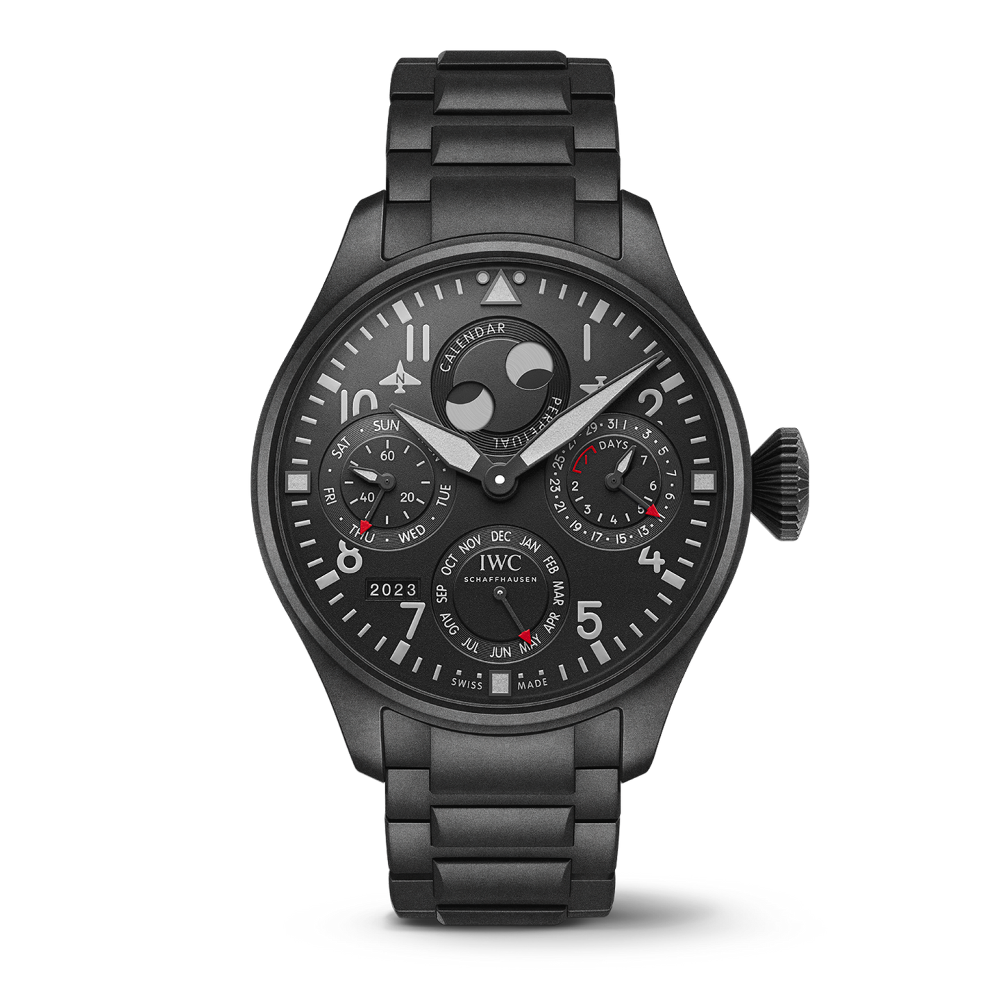 IWC Schaffhausen Big Pilot’s Watch Perpetual Calendar TOP GUN Ceratanium® 46.2  mm Black Dial Ceratanium® Bracelet IW503604