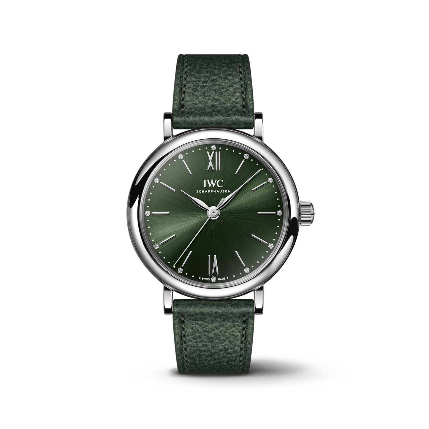 IWC Schaffhausen Portofino Automatic 34 mm Green  Dial Stainless Steel Green Calfskin Strap IW357412