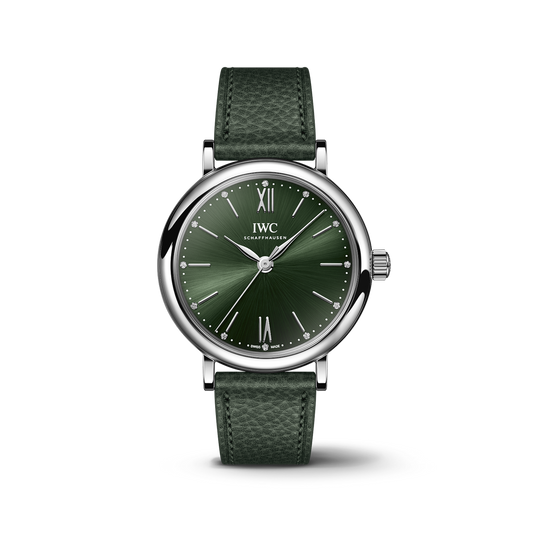 IWC Schaffhausen Portofino Automatic 34 mm Green  Dial Stainless Steel Green Calfskin Strap IW357412