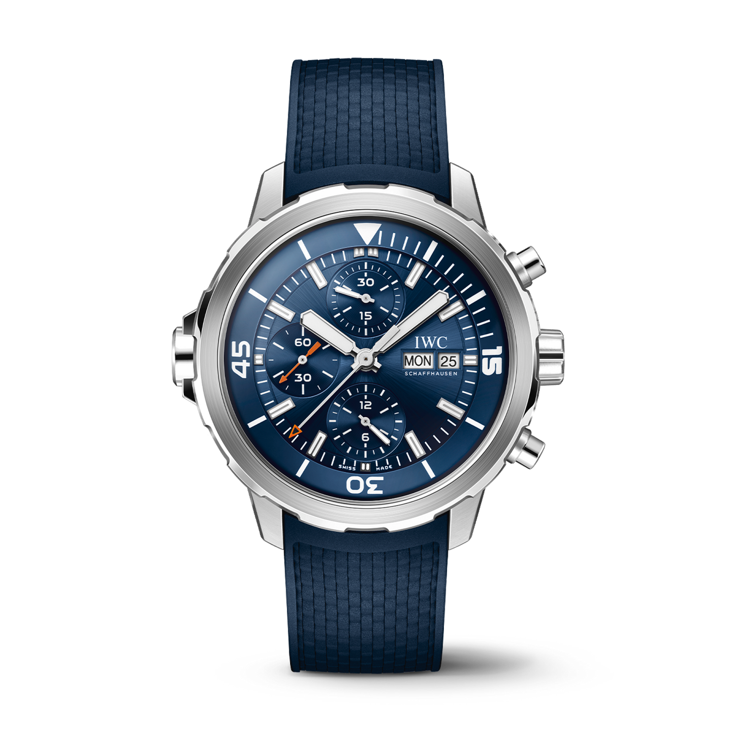 IWC Schaffhausen Aquatimer Chronograph 44 mm Blue Dial Stainless Steel Blue Rubber Strap IW376806