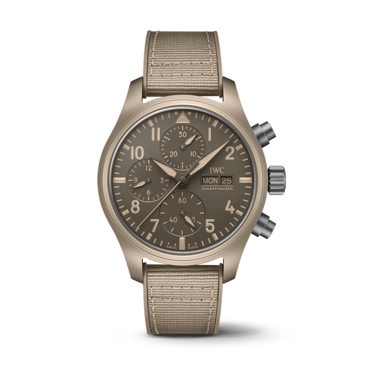 IWC Schaffhausen Pilot’s Watch Chronograph 41 TOP GUN Mojave Desert 41.9   mm Brown Dial Ceramic  Beige Rubber Strap IW389402