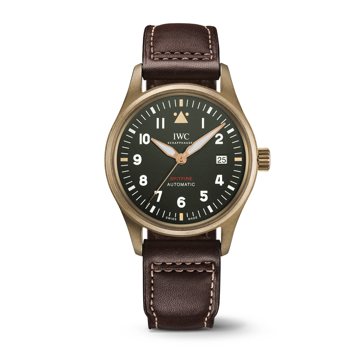 IWC Schaffhausen Pilot’s Watch Automatic Spitfire 39 mm Green  Dial Bronze  Brown Calfskin Strap IW326806