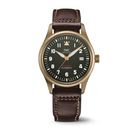 IWC Schaffhausen Pilot’s Watch Automatic Spitfire 39 mm Green  Dial Bronze  Brown Calfskin Strap IW326806