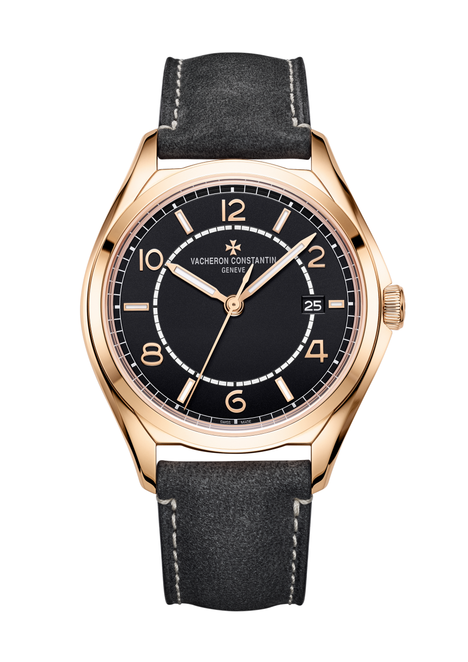 Vacheron Constantin Fiftysix self-winding 40 mm Black Dial 18K Pink Gold Calfskin Leather Strap 4600E/000R-H101