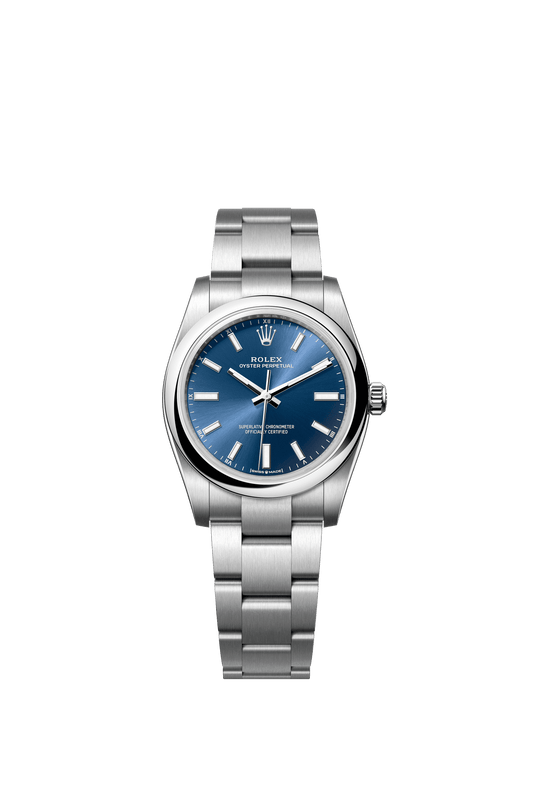 Rolex Oyster Perpetual 34 34 mm Bright Blue Dial Oystersteel Oyster Bracelet m124200-0003