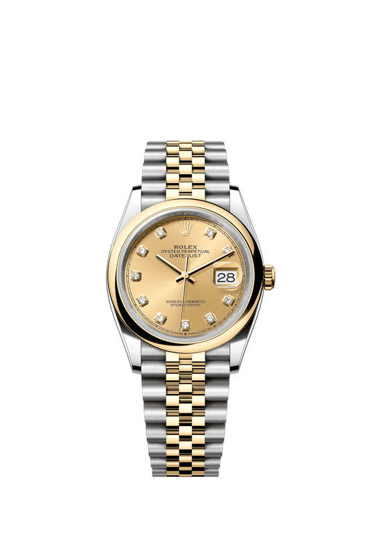 Rolex Datejust 36 36 mm Champagne-Colour Set With Diamonds Dial Oystersteel and 18k Yellow Gold Jubilee Bracelet m126203-0017