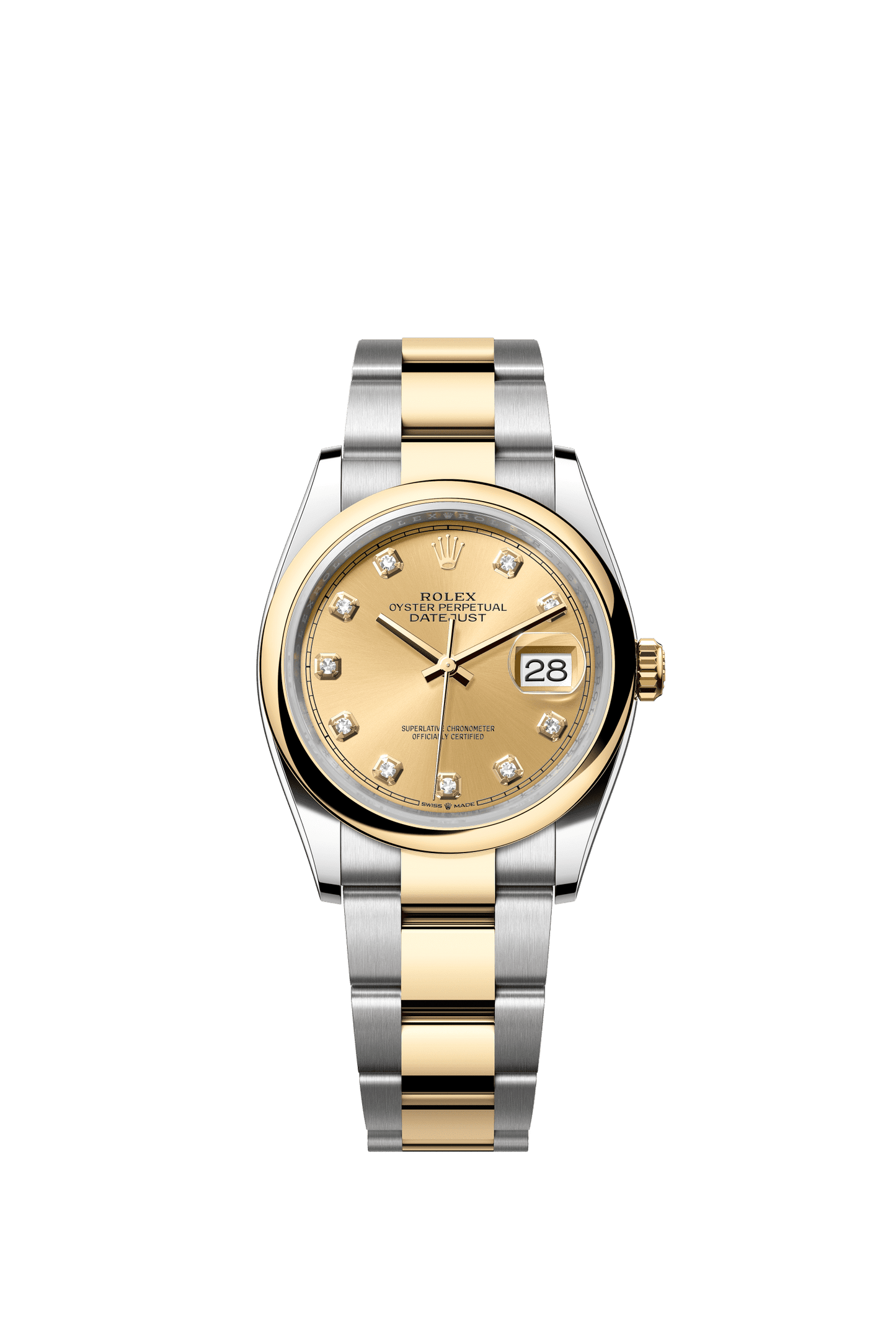 Rolex Datejust 36 36 mm Champagne-Colour Set With Diamonds Dial Oystersteel and 18k Yellow Gold Oyster Bracelet m126203-0018