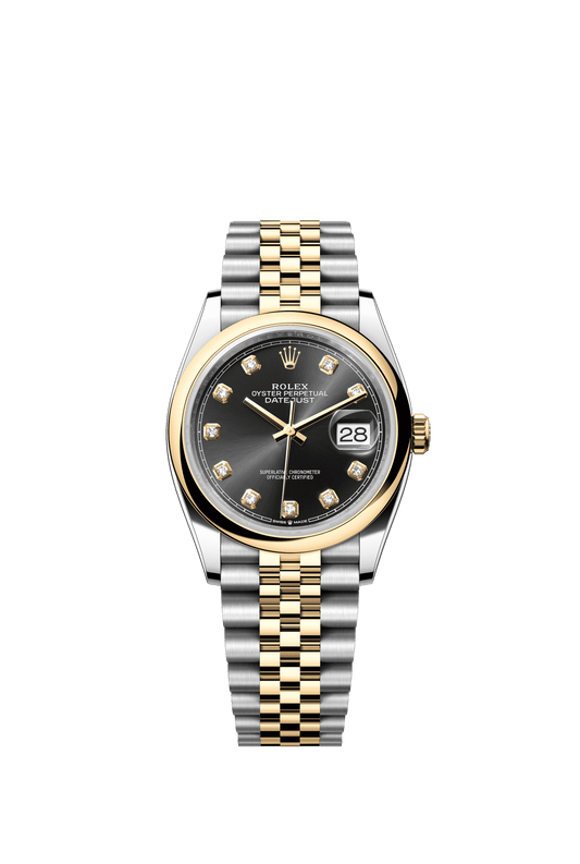 Rolex Datejust 36 36 mm Bright Black Set With Diamonds Dial Oystersteel and 18k Yellow Gold Jubilee Bracelet m126203-0021