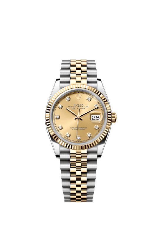 Rolex Datejust 36 36 mm Champagne-Colour Set With Diamonds Dial Oystersteel and 18k Yellow Gold Jubilee Bracelet m126233-0017