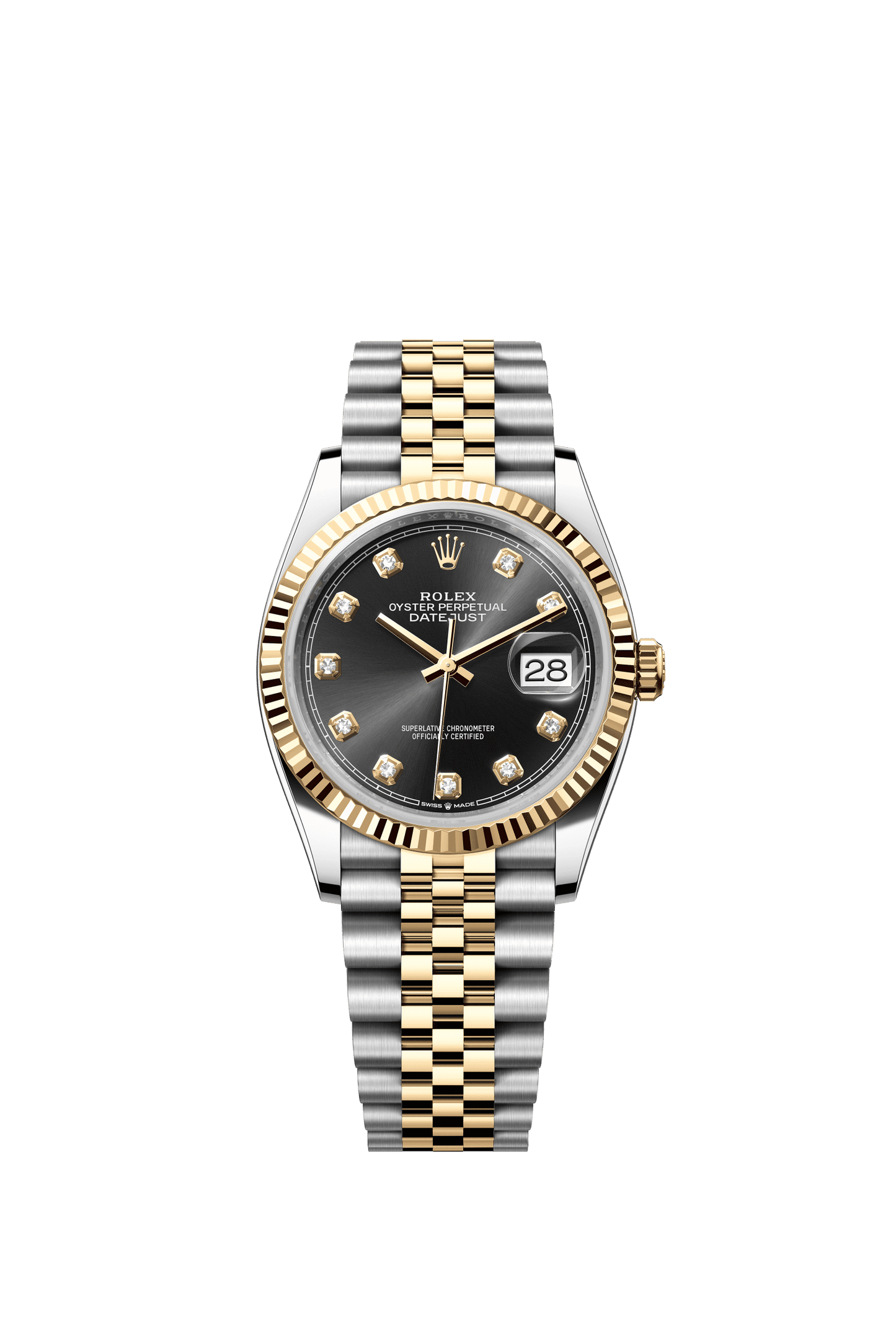 Rolex Datejust 36 36 mm Bright Black Set With Diamonds Dial Oystersteel and 18k Yellow Gold Jubilee Bracelet m126233-0021