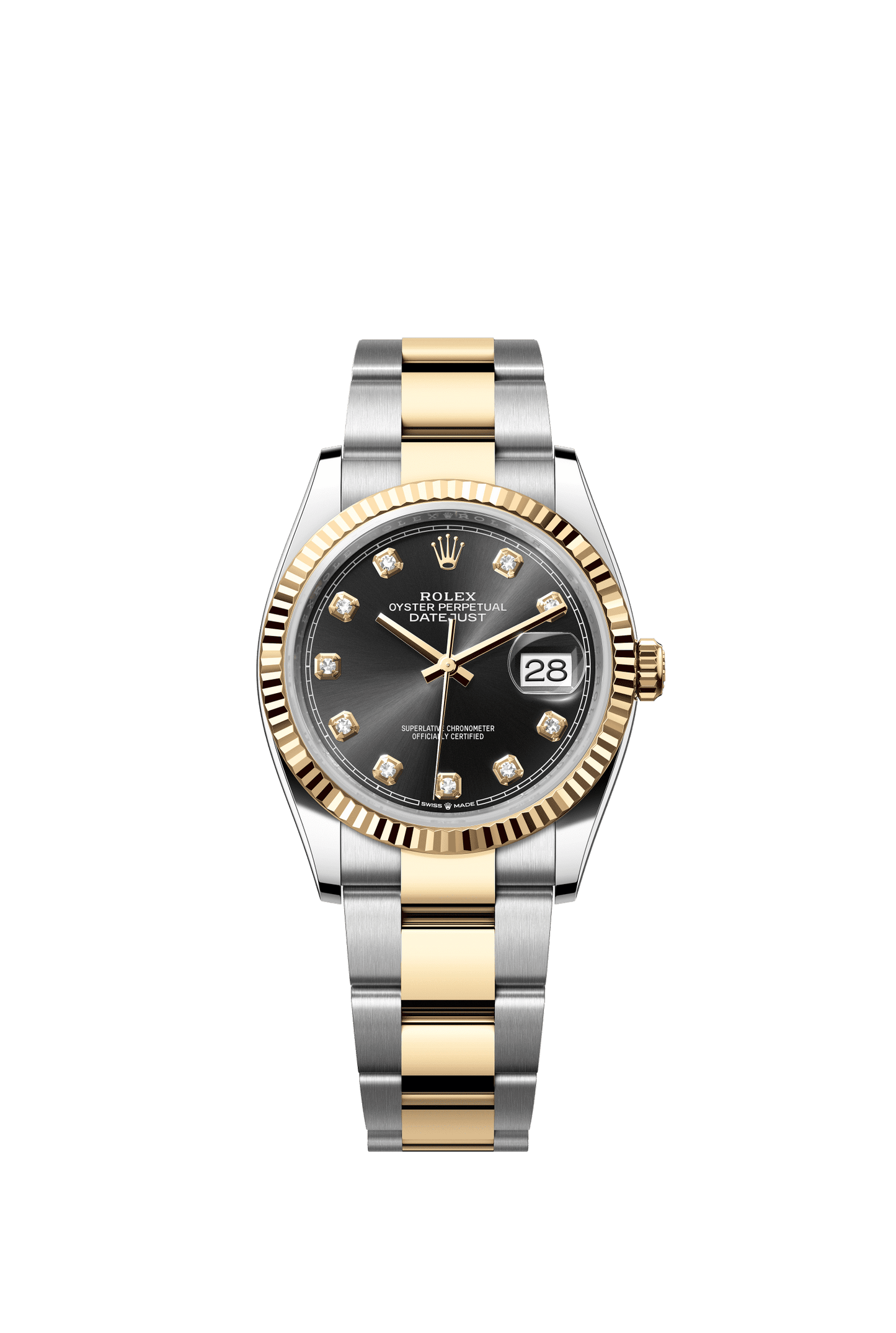 Rolex Datejust 36 36 mm Bright Black Set With Diamonds Dial Oystersteel and 18k Yellow Gold Oyster Bracelet m126233-0022