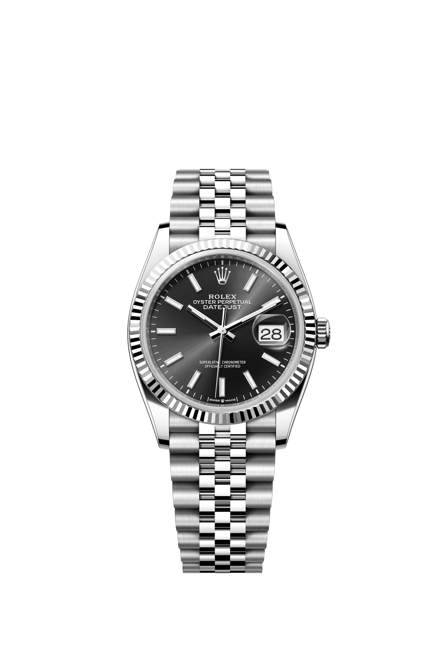 Rolex Datejust 36 36mm Bright Black Dial Oystersteel and White Gold Jubilee Bracelet m126234-0015