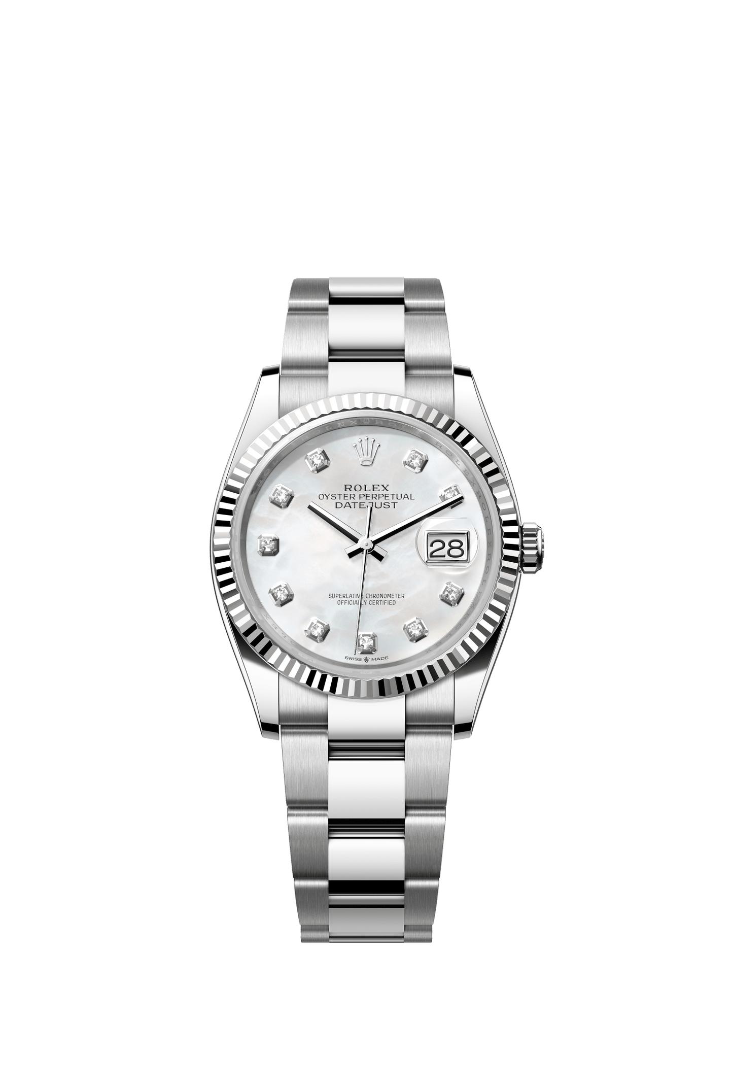 Rolex Datejust 36 36 mm White Mother-Of-Pearl Dial with Diamonds Oystersteel and White Gold Oyster Bracelet m126234-0020