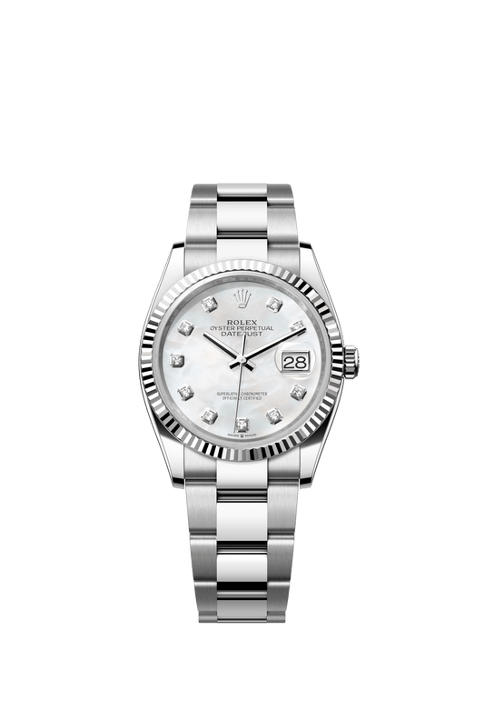 Rolex Datejust 36 36 mm White Mother-Of-Pearl Dial with Diamonds Oystersteel and White Gold Oyster Bracelet m126234-0020