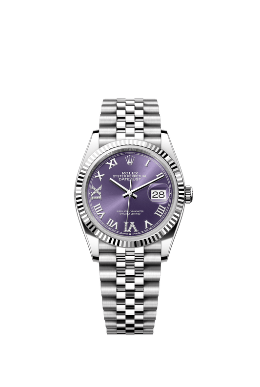 Rolex Datejust 36 36 mm Aubergine Set With Diamonds Dial Oystersteel and White Gold Jubilee Bracelet m126234-0021