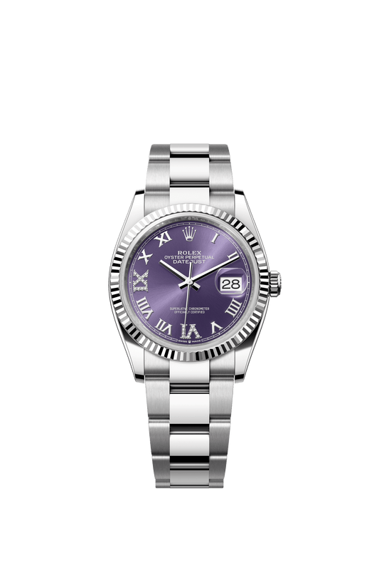 Rolex Datejust 36 36 mm Aubergine Dial with Diamonds Oystersteel and White Gold Oyster Bracelet m126234-0022