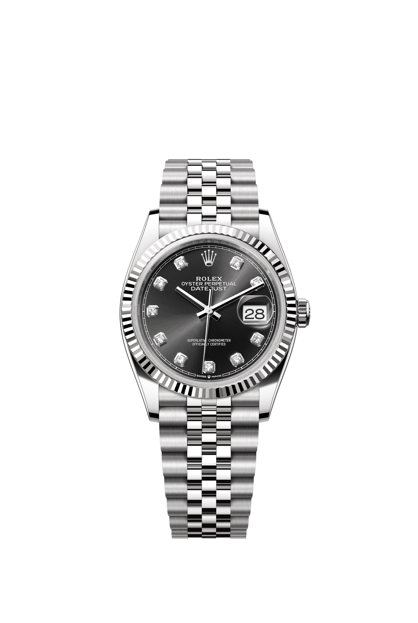 Rolex Datejust 36 36 mm Bright Black Dial with Diamonds Oystersteel and White Gold Jubilee Bracelet m126234-0027