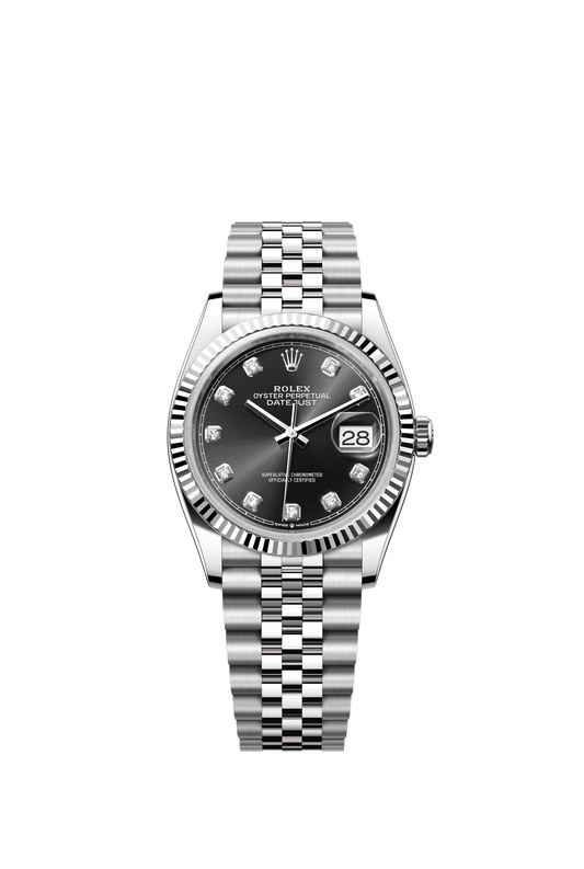 Rolex Datejust 36 36 mm Bright Black Dial with Diamonds Oystersteel and White Gold Jubilee Bracelet m126234-0027