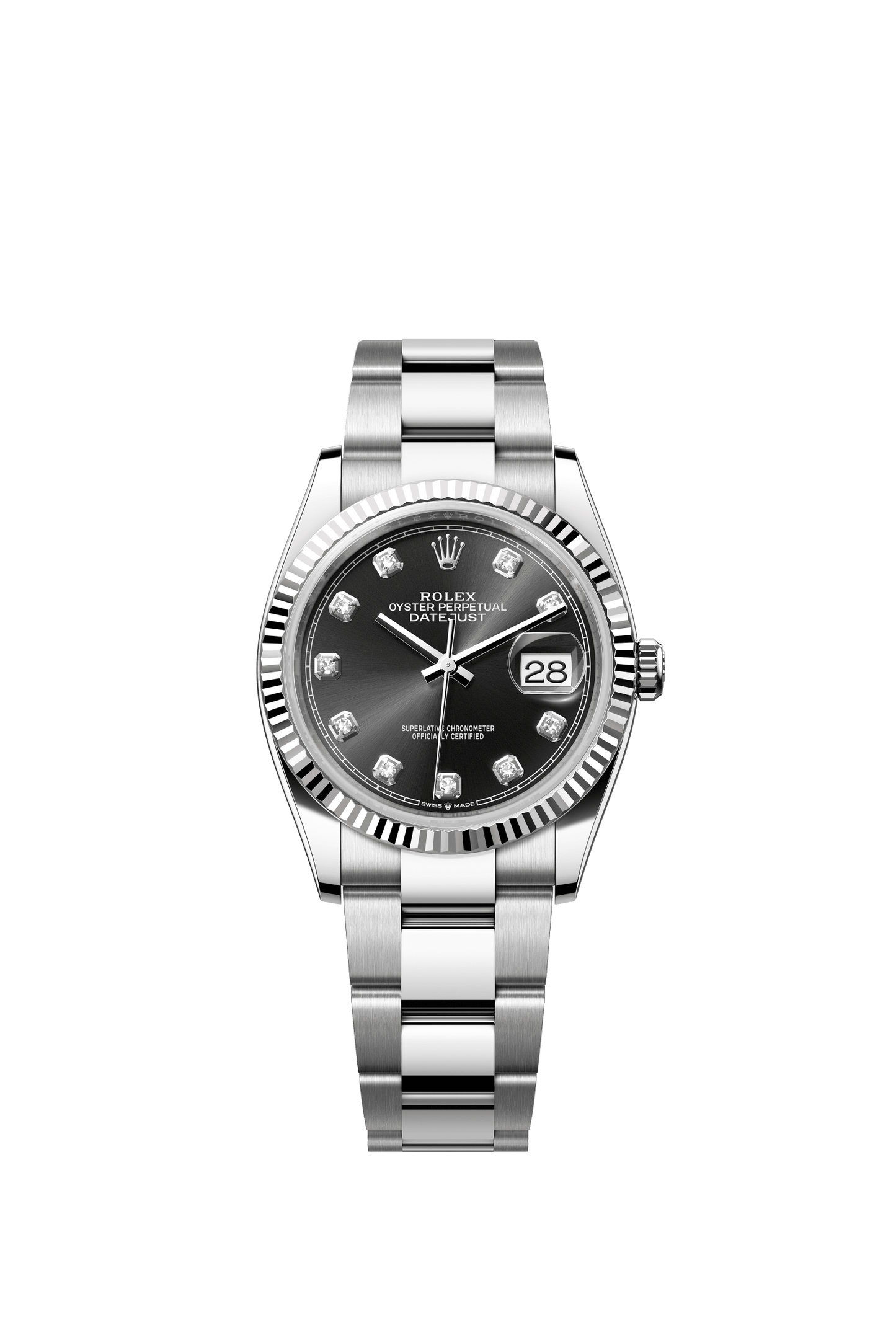 Rolex Datejust 36 36 mm Bright Black Dial with Diamonds Oystersteel and White Gold Oyster Bracelet m126234-0028