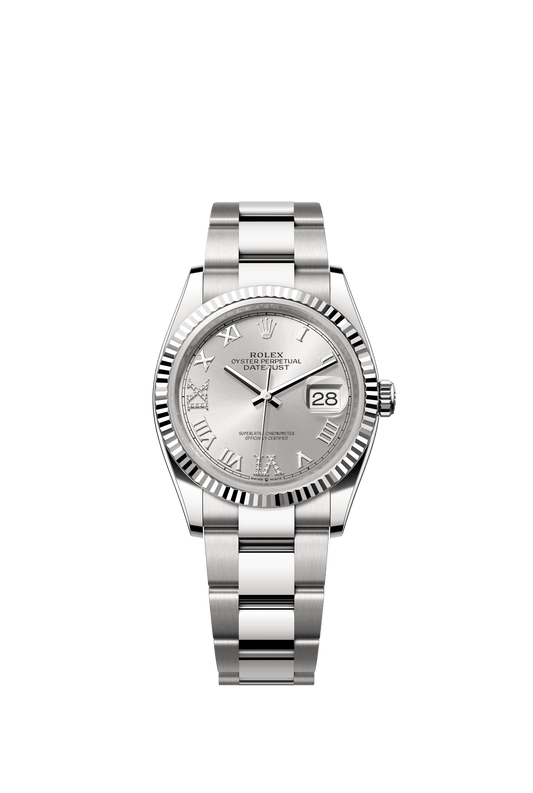 Rolex Datejust 36 36 mm Silver Set With Diamonds Dial Oystersteel and White Gold Oyster Bracelet m126234-0030