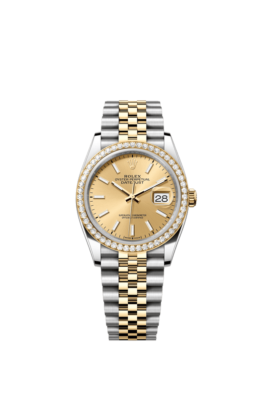 Rolex Datejust 36 36 mm Champagne-Colour Dial with Diamonds  Oystersteel and 18k Yellow Gold Jubilee Bracelet m126283rbr-0001