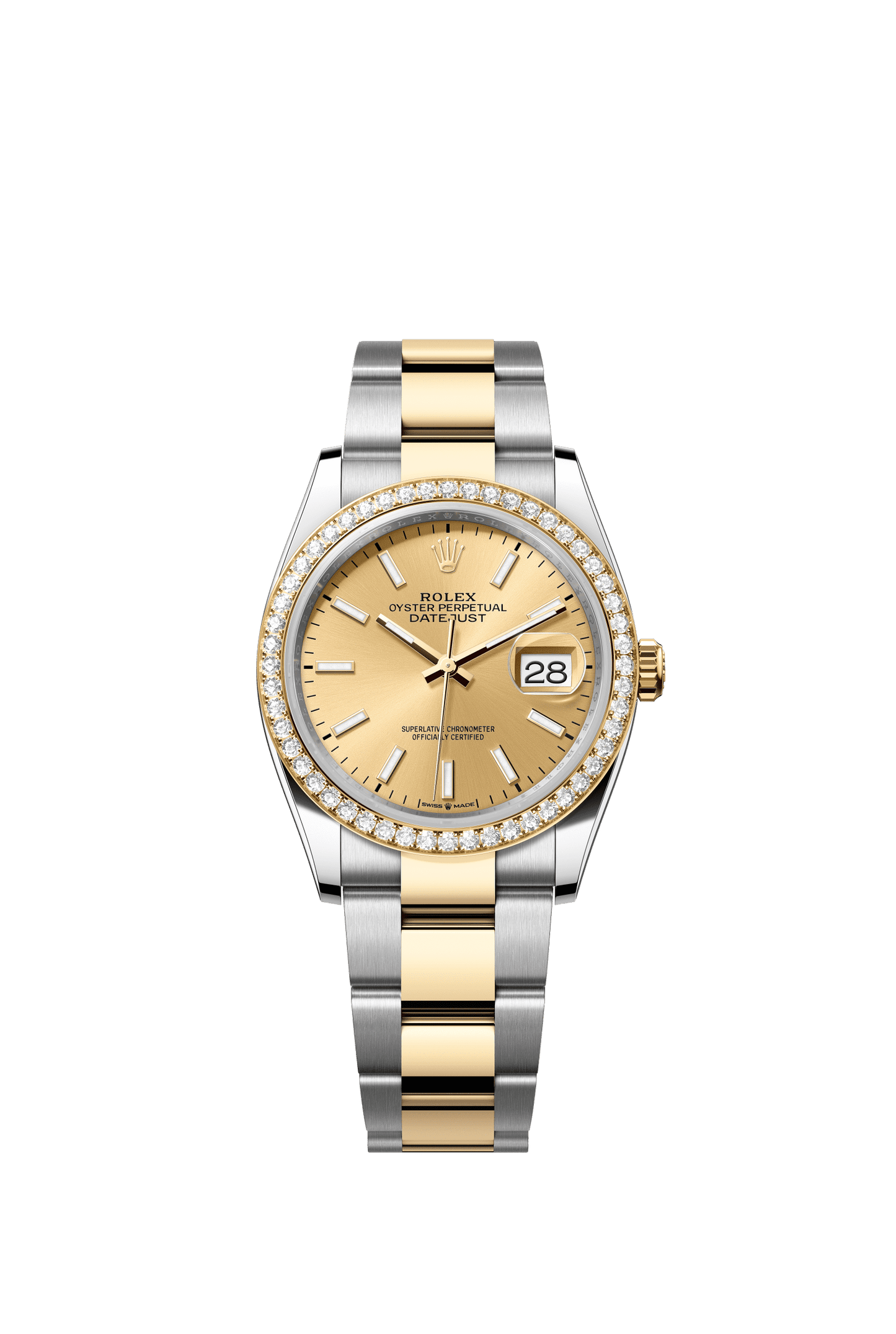 Rolex Datejust 36 36 mm White Dial with Diamonds  Oystersteel and 18k Yellow Gold Oyster Bracelet m126283rbr-0006