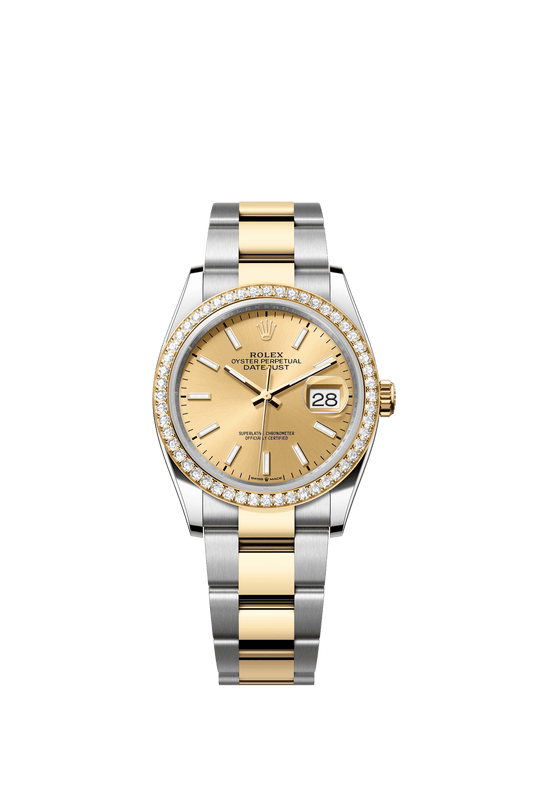 Rolex Datejust 36 36 mm Champagne-Colour Dial with Diamonds  Oystersteel and 18k Yellow Gold Oyster Bracelet m126283rbr-0002