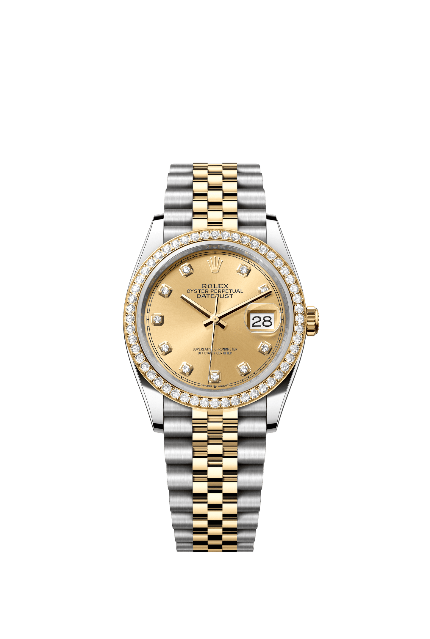 Rolex Datejust 36 36 mm Champagne-Colour Set With Diamonds Dial Oystersteel and 18k Yellow Gold Jubilee Bracelet m126283rbr-0003