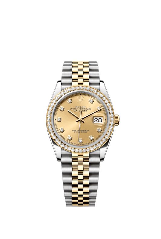 Rolex Datejust 36 36 mm Champagne-Colour Set With Diamonds Dial Oystersteel and 18k Yellow Gold Jubilee Bracelet m126283rbr-0003