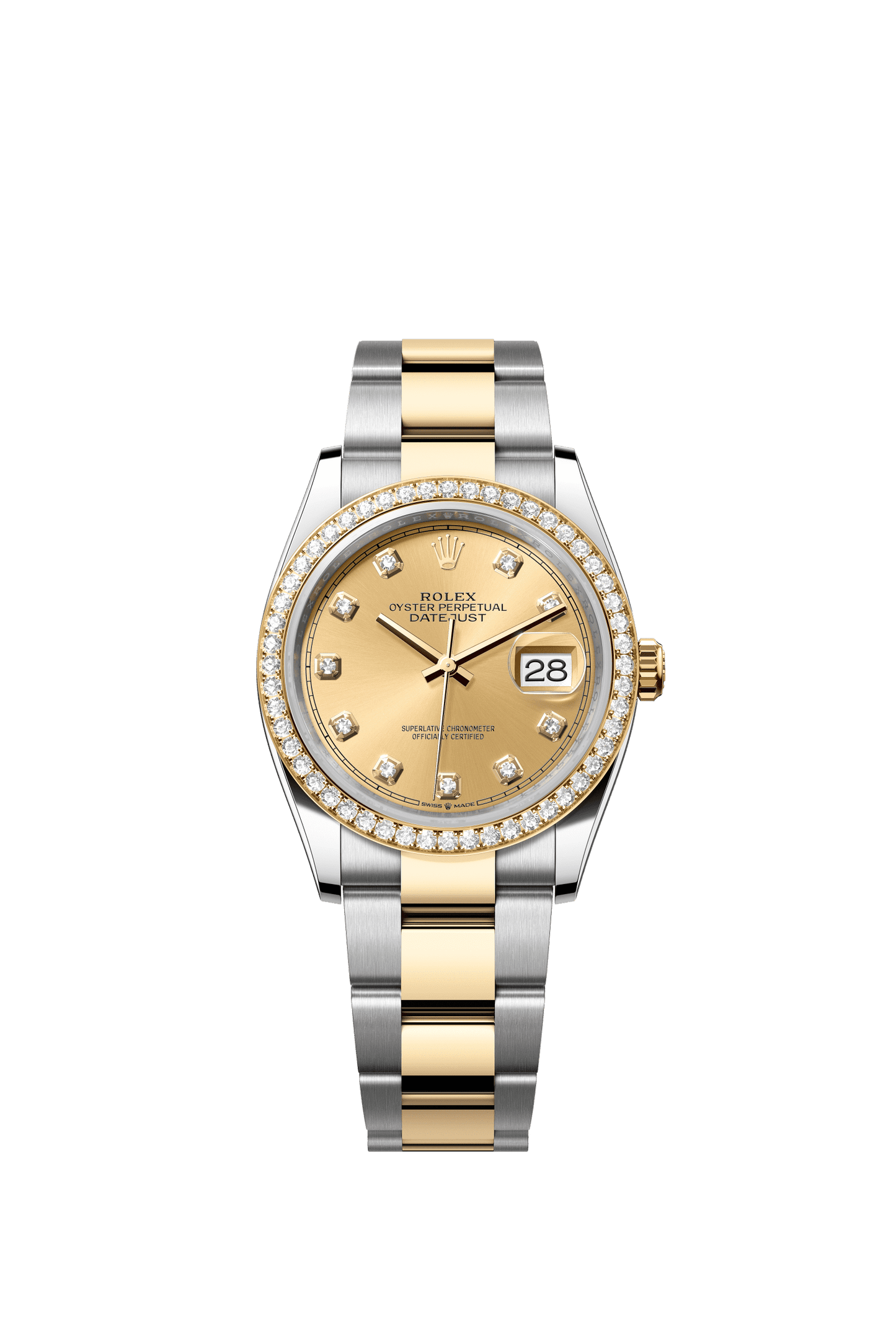 Rolex Datejust 36 36 mm Champagne-Colour Set With Diamonds Dial Oystersteel and 18k Yellow Gold Oyster Bracelet m126283rbr-0004