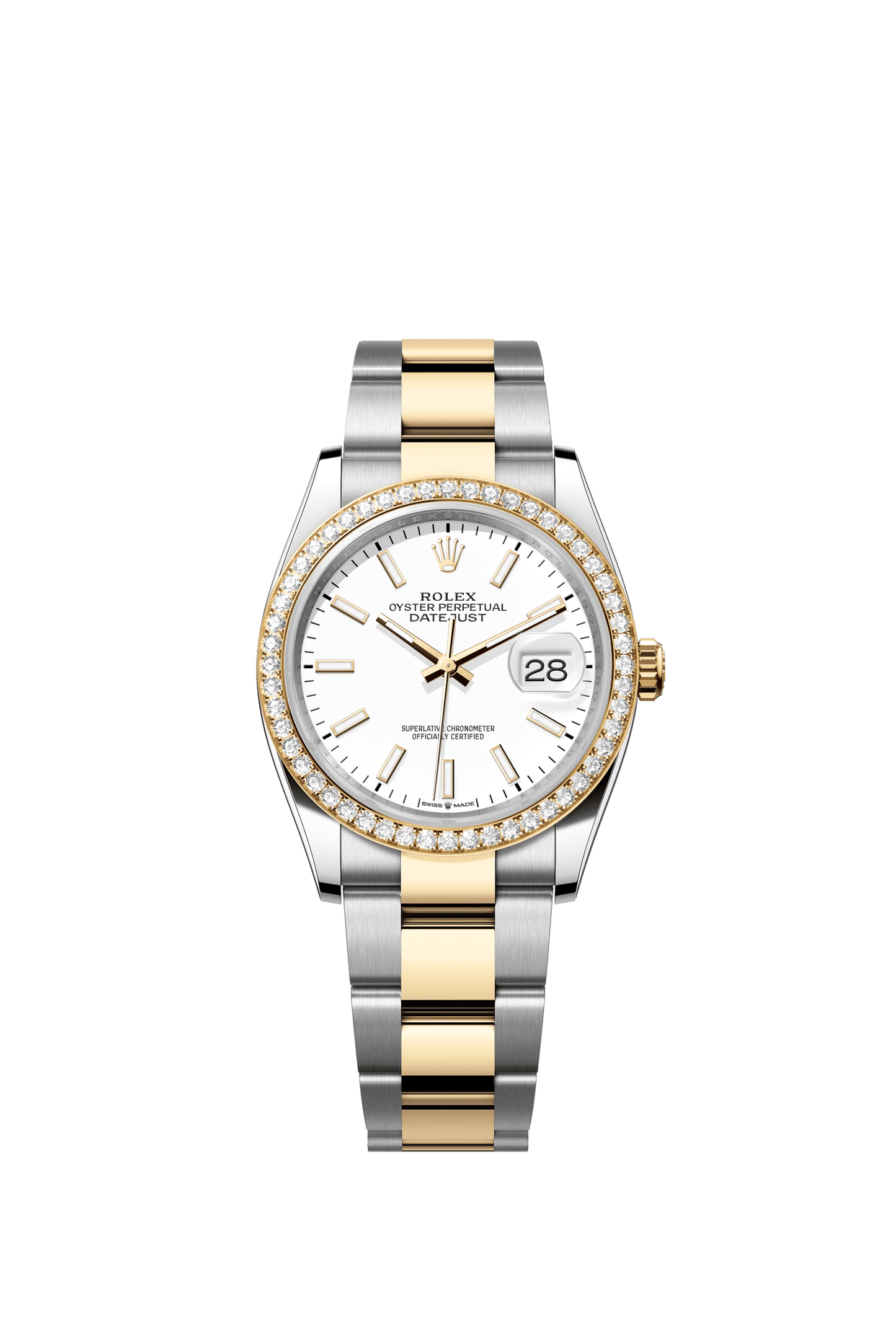 Rolex Datejust 36 36 mm White Dial with Diamonds  Oystersteel and 18k Yellow Gold Oyster Bracelet m126283rbr-0006