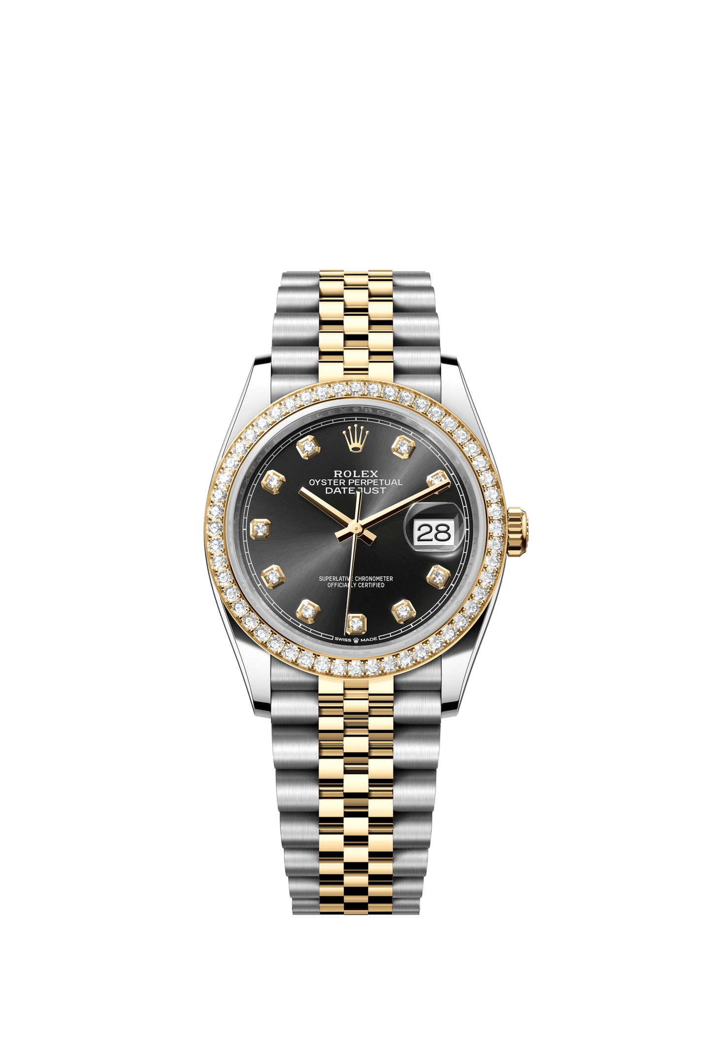 Rolex Datejust 36 36 mm Bright Black Set With Diamonds Dial Oystersteel and 18k Yellow Gold Jubilee Bracelet m126283rbr-0007