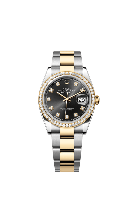 Rolex Datejust 36 36 mm Bright Black Set With Diamonds Dial Oystersteel and 18k Yellow Gold Oyster Bracelet m126283rbr-0008