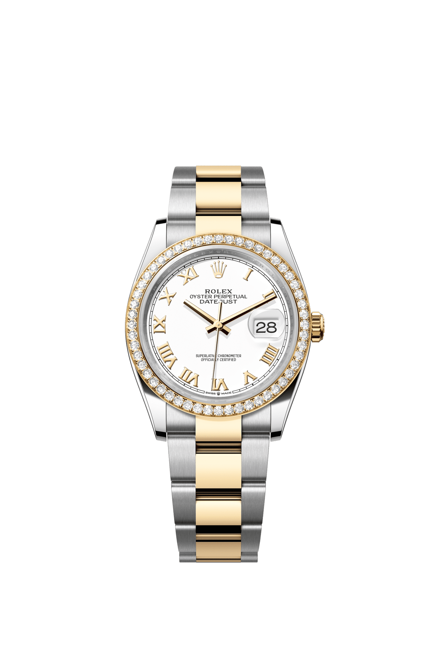 Rolex Datejust 36 36 mm White Dial  with Diamonds Oystersteel and 18k Yellow Gold Oyster Bracelet m126283rbr-0016