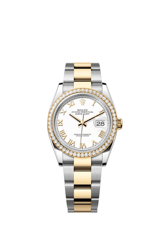 Rolex Datejust 36 36 mm White Dial  with Diamonds Oystersteel and 18k Yellow Gold Oyster Bracelet m126283rbr-0016