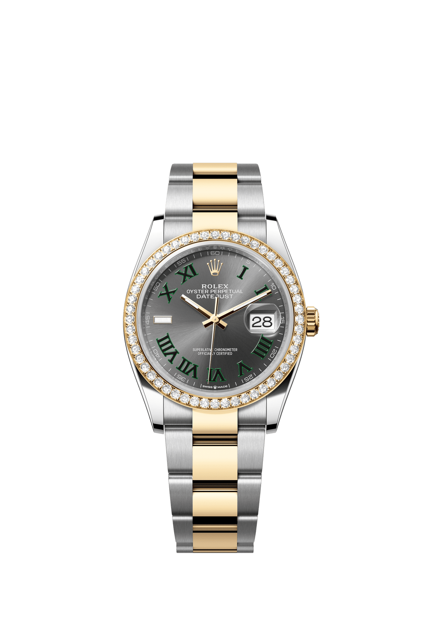 Rolex Datejust 36 36 mm Slate Dial with Diamonds  Oystersteel and 18k Yellow Gold Oyster Bracelet m126283rbr-0022