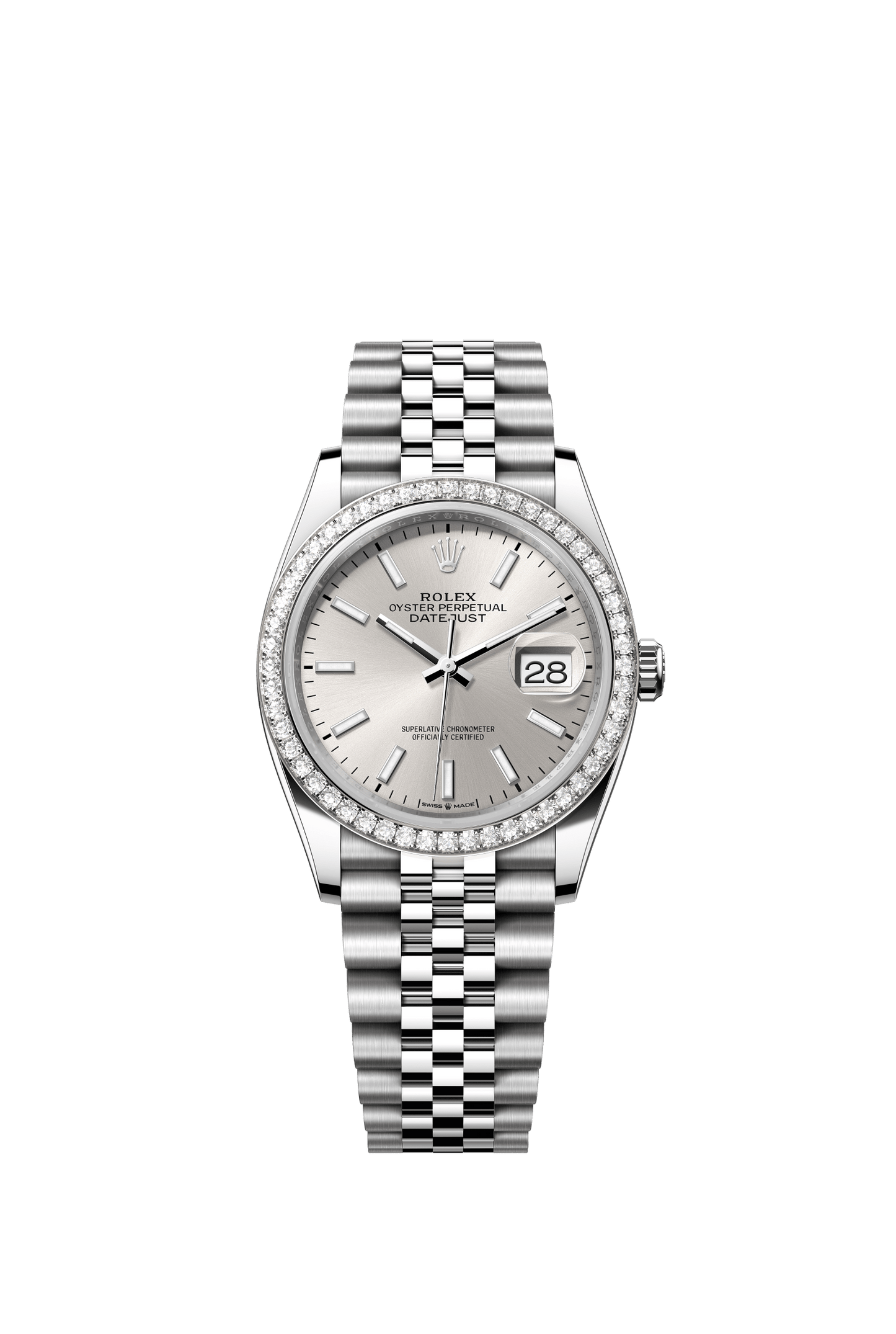 Rolex Datejust 36 36mm Silver Dial with Diamonds Oystersteel and White Gold Jubilee Bracelet m126284rbr-0005