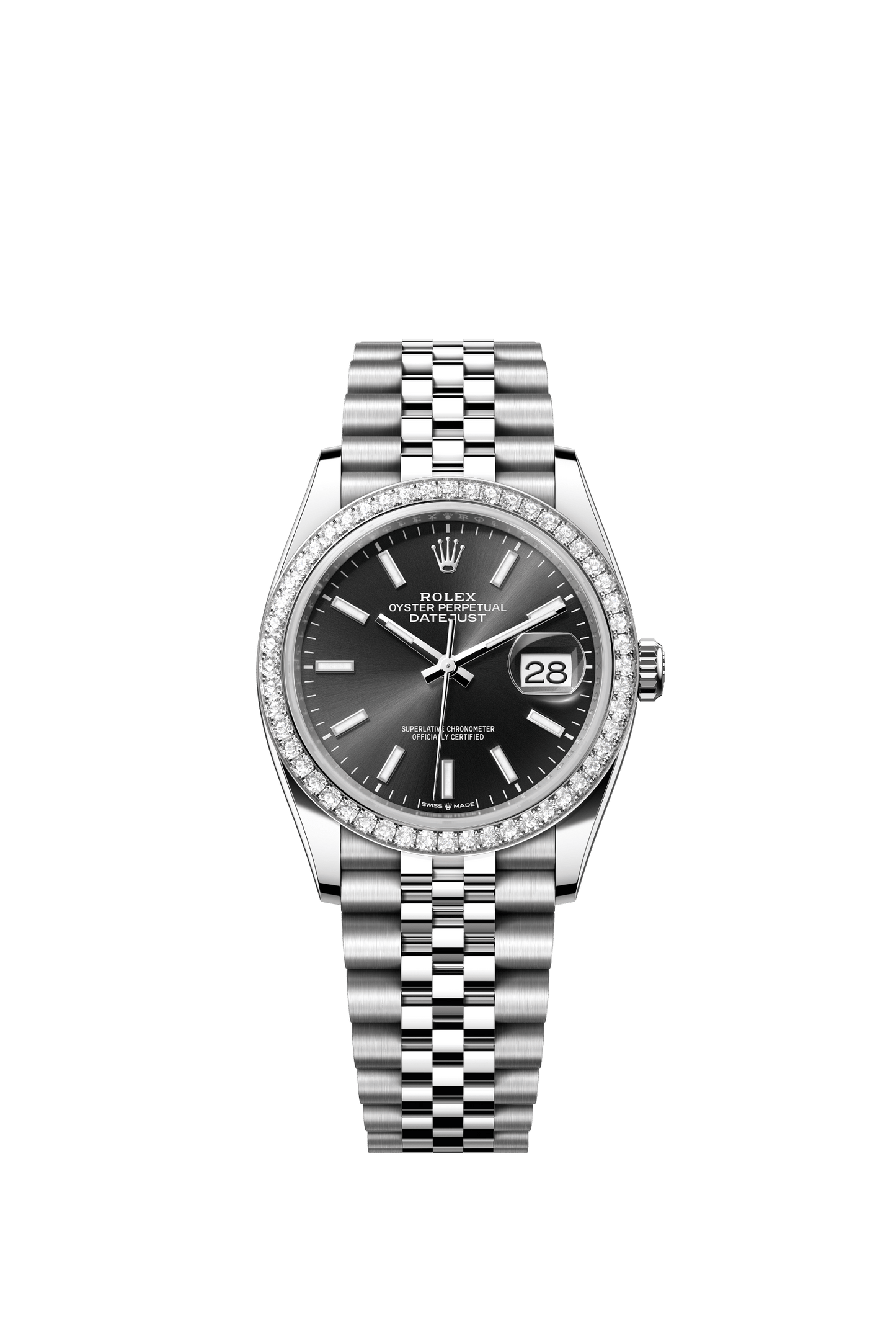 Rolex Datejust 36 36mm Bright Black Dial with Diamonds Oystersteel and White Gold Jubilee Bracelet m126284rbr-0007