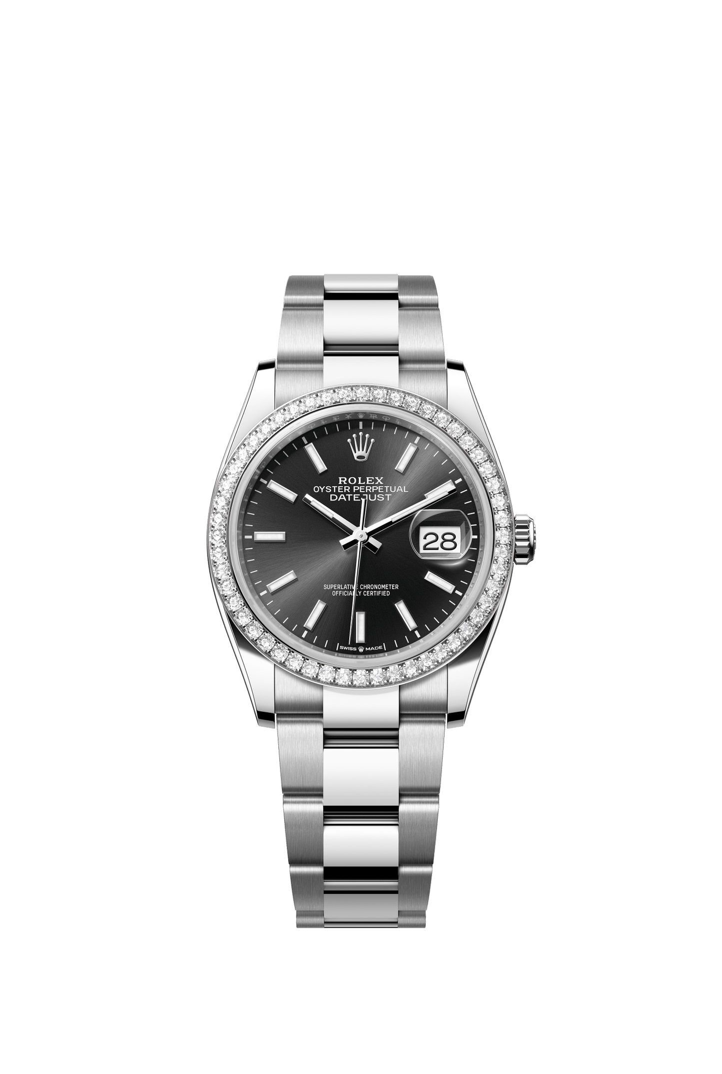 Rolex Datejust 36 36mm Bright Black Dial with Diamonds Oystersteel and White Gold Oyster Bracelet m126284rbr-0008