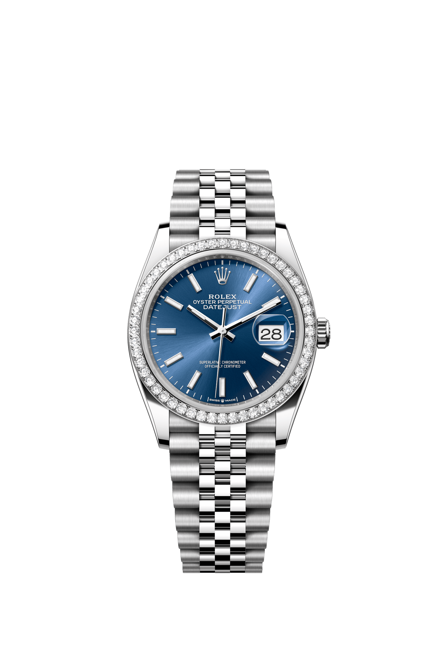 Rolex Datejust 36 36mm Bright Blue  Dial with Diamonds Oystersteel and White Gold Jubilee Bracelet m126284rbr-0009