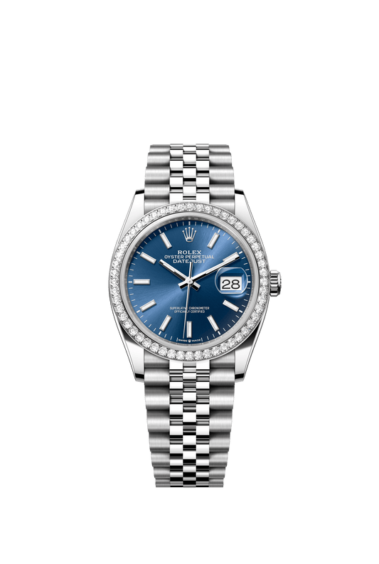 Rolex Datejust 36 36mm Bright Blue  Dial with Diamonds Oystersteel and White Gold Jubilee Bracelet m126284rbr-0009