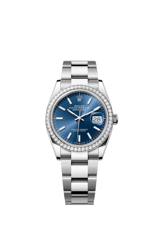 Rolex Datejust 36 36mm Bright Blue  Dial with Diamonds Oystersteel and White Gold Oyster Bracelet m126284rbr-0010