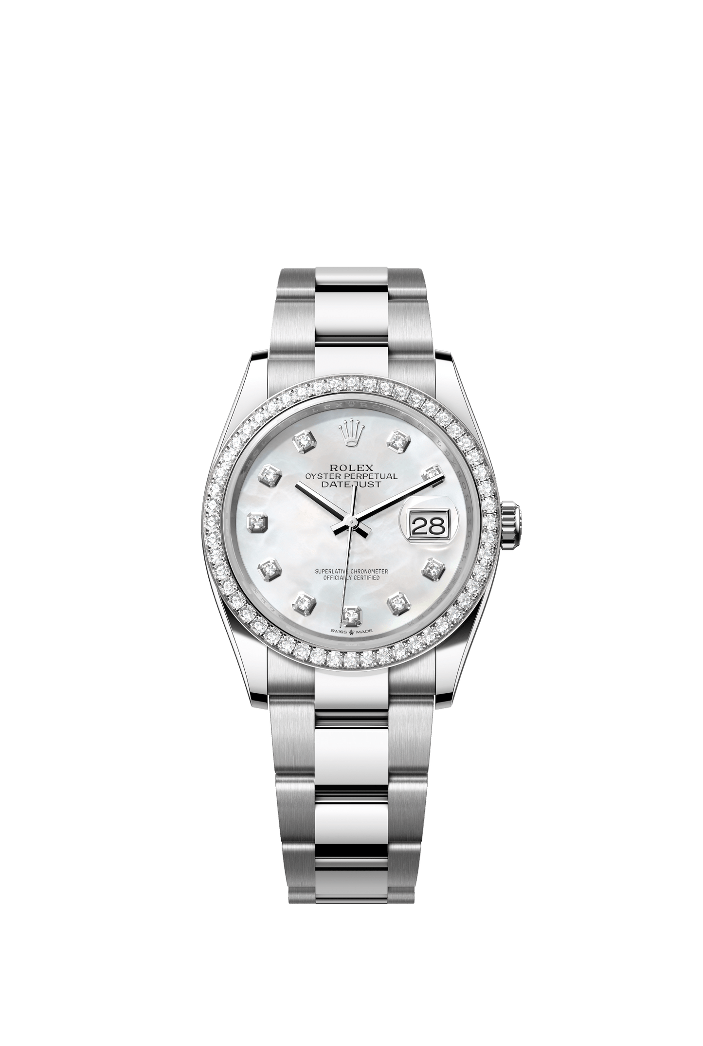 Rolex Datejust 36 36 mm White Mother-Of-Pearl Dial with Diamonds Oystersteel and White Gold Oyster Bracelet m126284rbr-0012