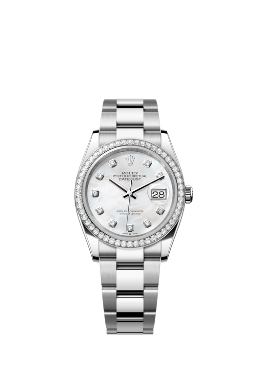 Rolex Datejust 36 36 mm White Mother-Of-Pearl Dial with Diamonds Oystersteel and White Gold Oyster Bracelet m126284rbr-0012