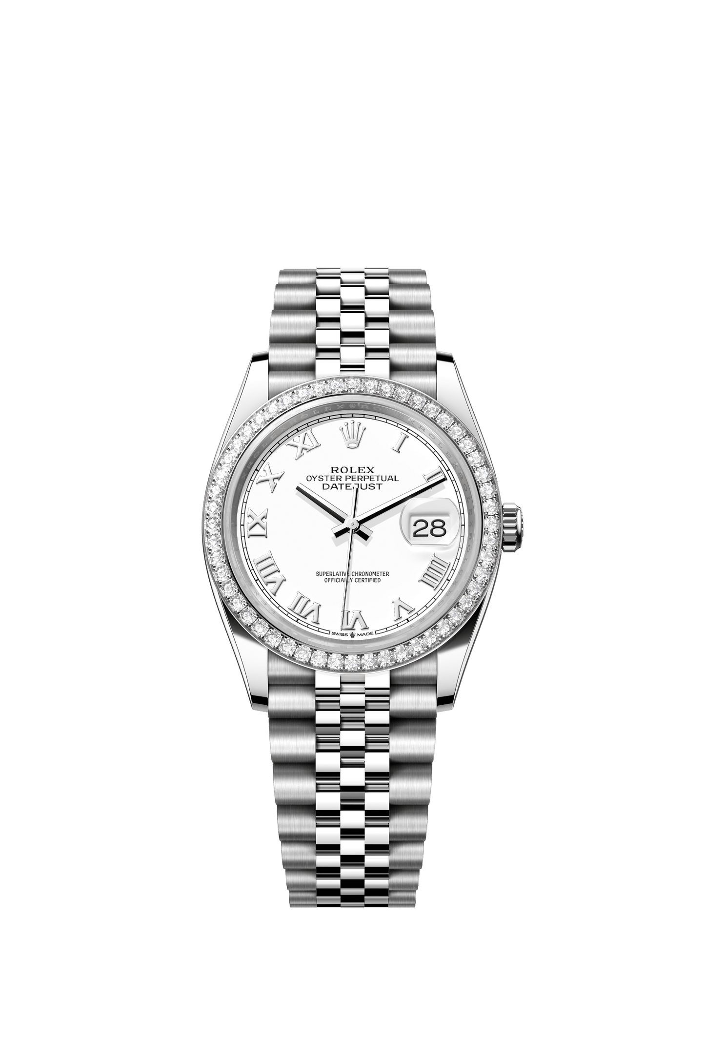 Rolex Datejust 36 36 mm White Dial with Diamonds Oystersteel and White Gold Jubilee Bracelet m126284rbr-0017