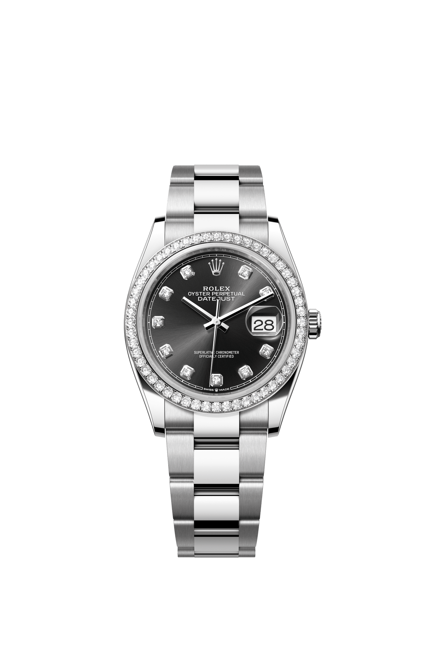 Rolex Datejust 36 36 mm Bright Black Dial with Diamonds Oystersteel and White Gold Oyster Bracelet m126284rbr-0020