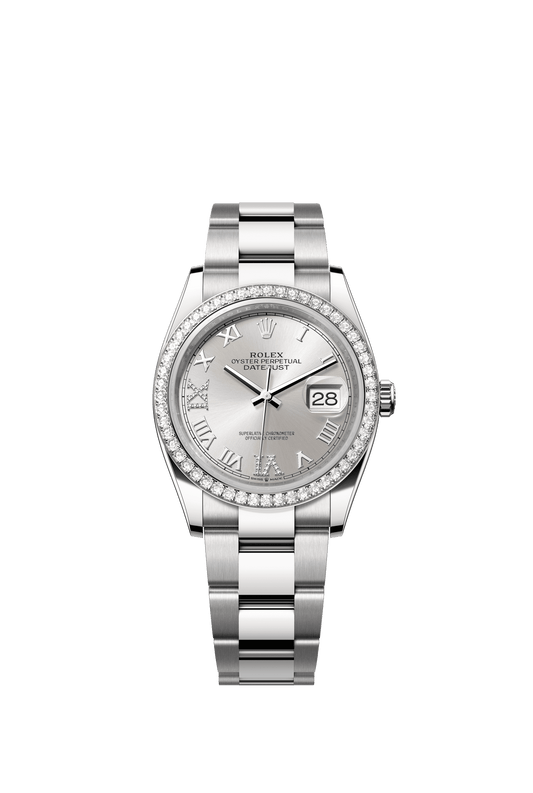 Rolex Datejust 36 36 mm Silver Set With Diamonds Dial Oystersteel and White Gold Oyster Bracelet m126284rbr-0022