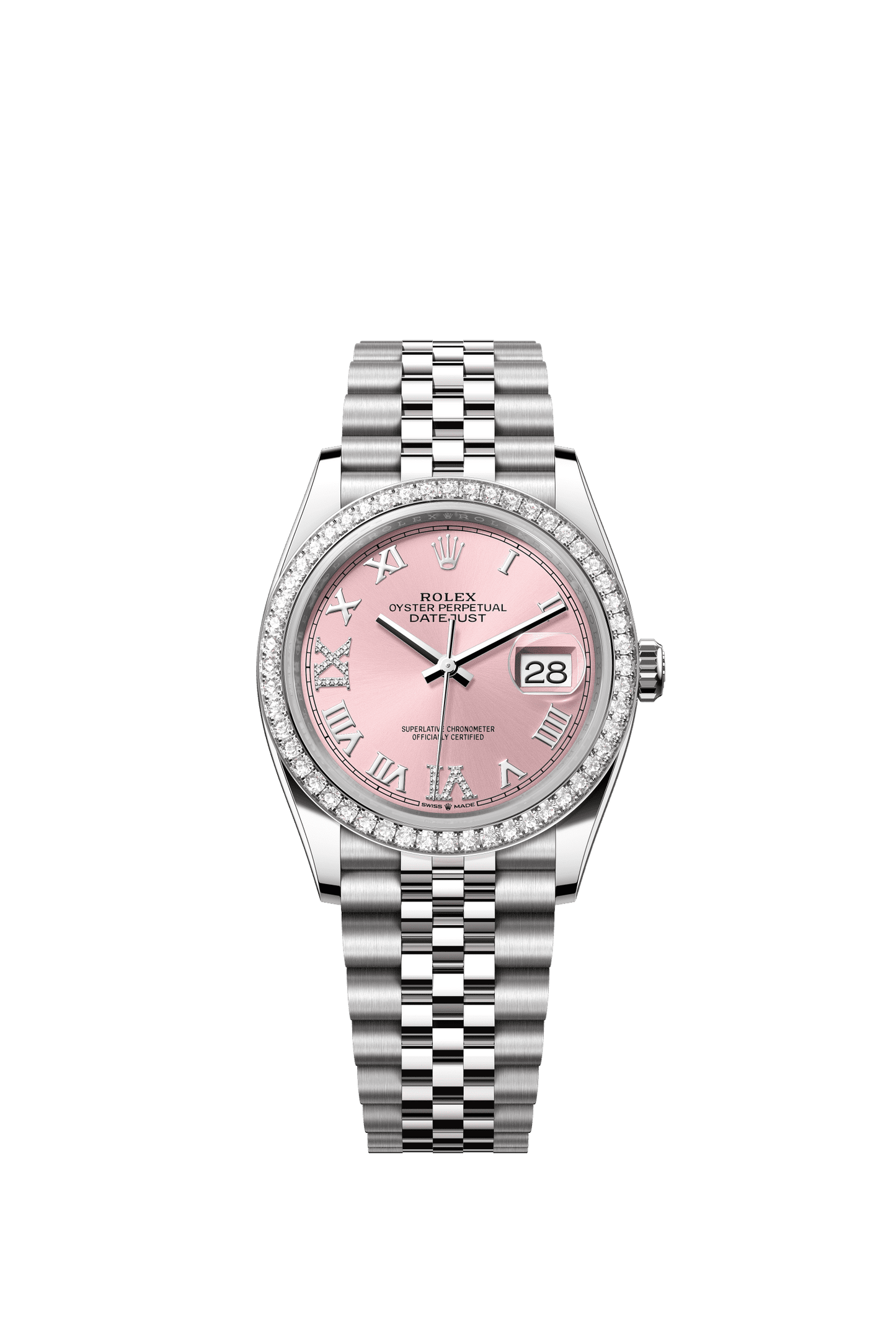 Rolex Datejust 36 36 mm Pink Set With Diamonds Dial Oystersteel and White Gold Jubilee Bracelet m126284rbr-0023