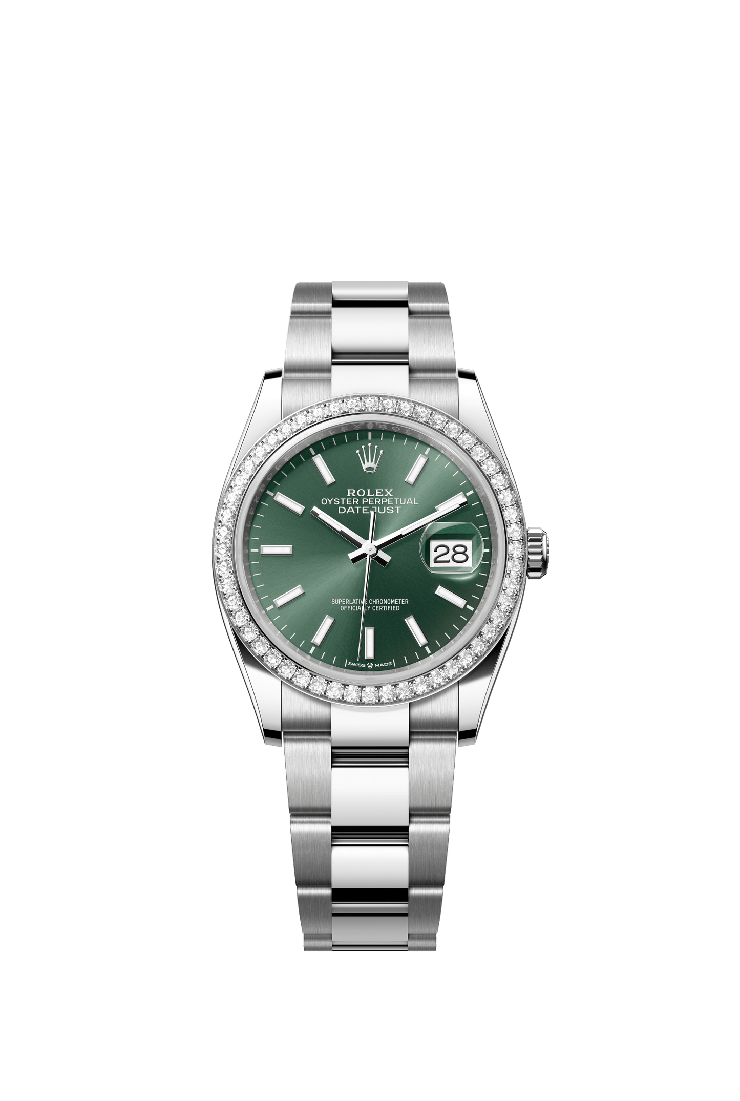 Rolex Datejust 36 36mm Mint Green Dial with Diamonds Oystersteel and White Gold Oyster Bracelet m126284rbr-0044